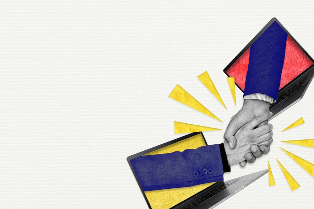 Collage illustration of digital partnership and platform launch