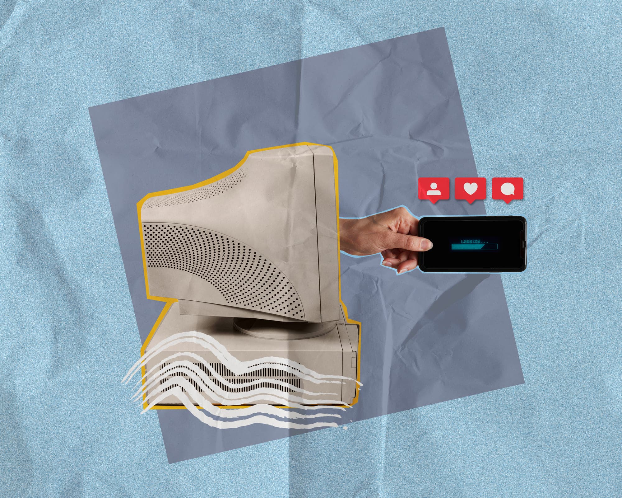 Collage illustration about social media growth and digital metrics